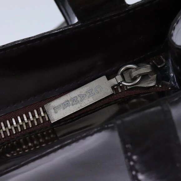 CHANEL COCO Mark Hand Bag Enamel Brown CC - Picture 10 of 15